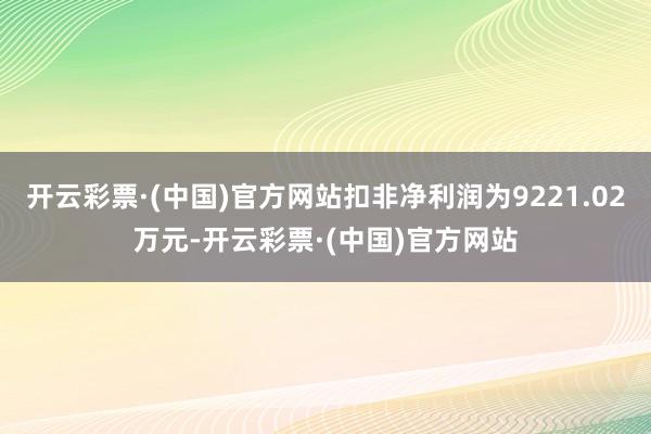 开云彩票·(中国)官方网站扣非净利润为9221.02万元-开云彩票·(中国)官方网站