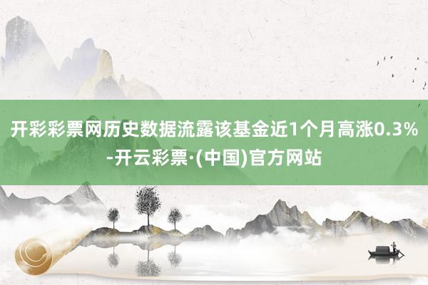 开彩彩票网历史数据流露该基金近1个月高涨0.3%-开云彩票·(中国)官方网站