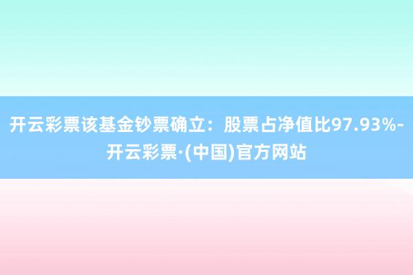开云彩票该基金钞票确立：股票占净值比97.93%-开云彩票·(中国)官方网站