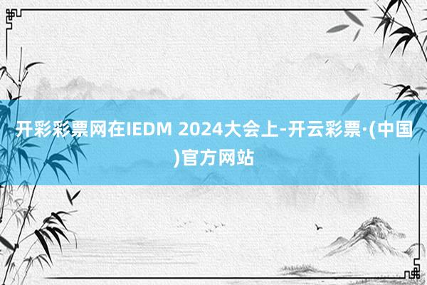 开彩彩票网在IEDM 2024大会上-开云彩票·(中国)官方网站